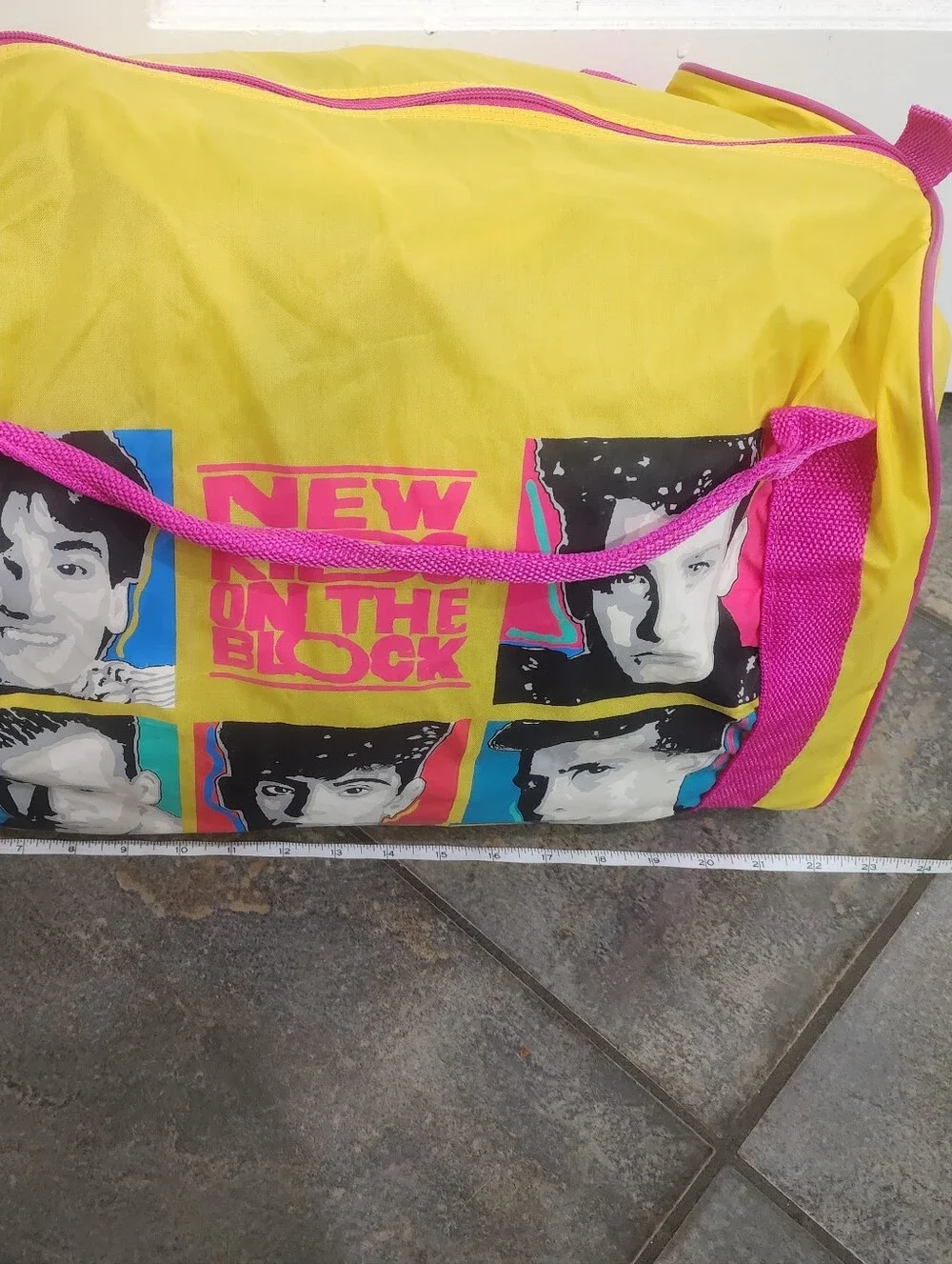 Vintage 1990 New Kids On The Block Overnight Travel Sleeping Bag Case Duffel Bag